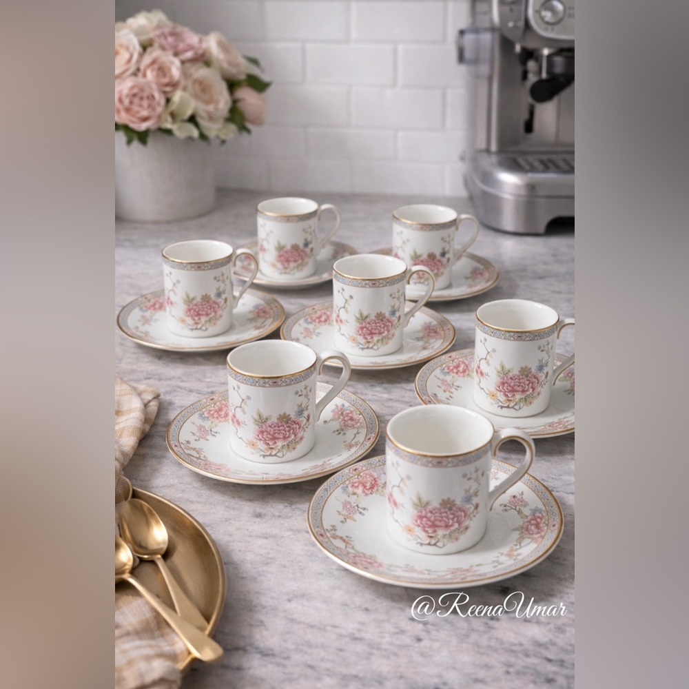 Royal Doulton βCantonβ Espresso Cups & Saucers β Set of 6